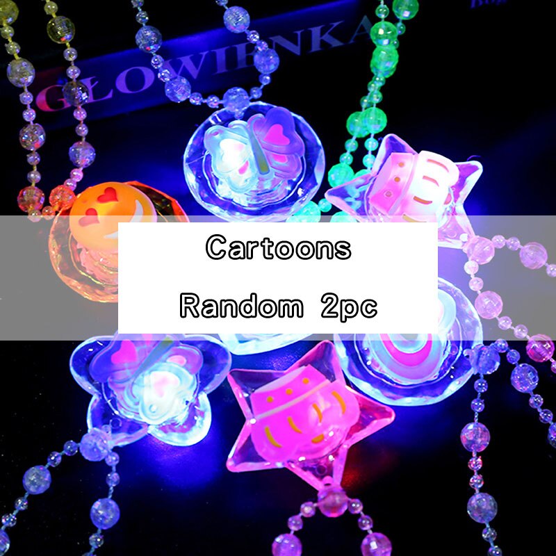 Led Lichtgevende Ketting Speelgoed Voor Meisjes Kids Cartoon Christmas Party Props Hanger Ketting Led-verlichting Gloeiende Speelgoed Kinderen: Cartoons Random 2pc