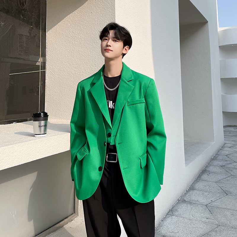 Blazers homens streetwear negócios escritório moda solto casual chique blazer terno jaqueta nicho masculino net celebridade modelagem terno casaco