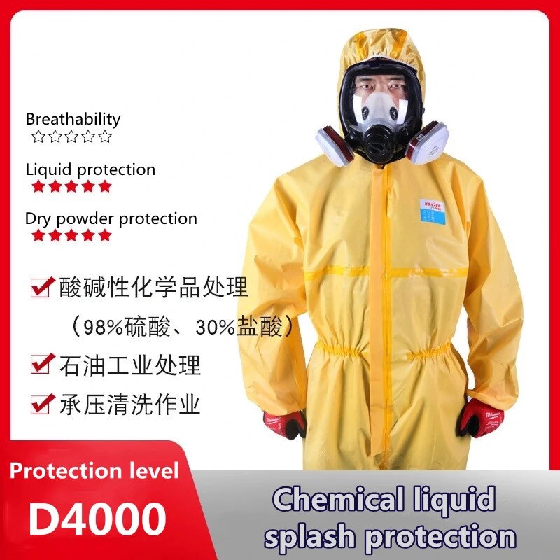 Splash Proof Werk Beschermende Pak Chemische Industrie Zuur En Alkali Bestendig Veiligheid Beschermende Overalls Met Hoed