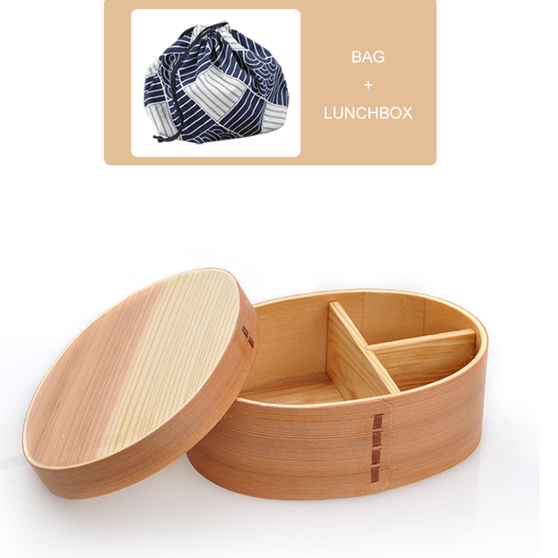Oneup 3 stuks/set bento box japanse stijl lunchbox voor kinderen houten materiaal servies voedselcontainers met compartimenten gezond: Lichtset een