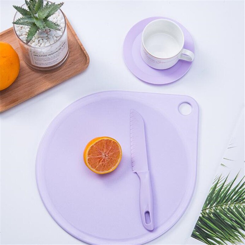 Single Cutting Board Plastic Cutting Board Kitchen Knife Set Round Non-Slip Multifunctional Cutting Board