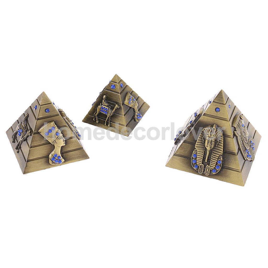 3pcs/set Metal Egyptian Pyramids Architectural Souvenir Keepsake Urn Home Decoration Kids