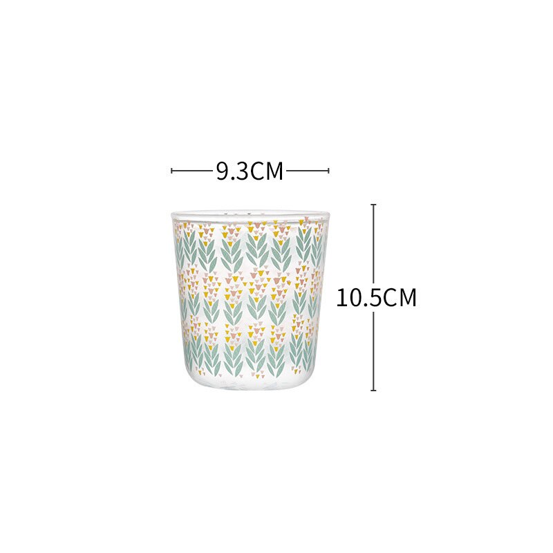 2Pcs Ins Nordic Vintage Transparante Koffie Glazen Beker Hittebestendig Melk Sap Thee Cups Print Thuis Bruiloft Bril: D