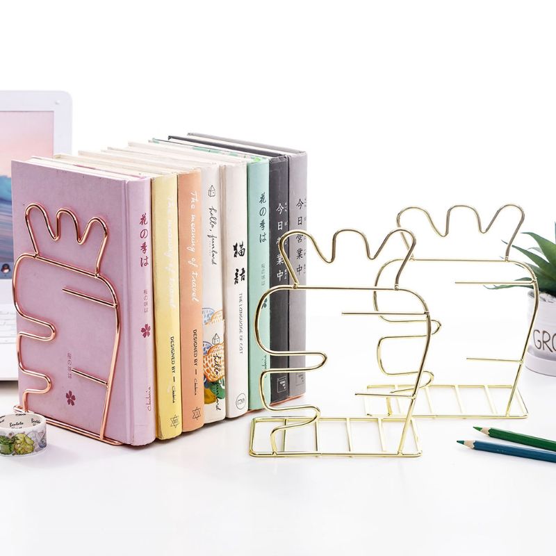 Metal Book Ends Modern Decorative Bookshelf Decor For Bedroom Library Office School