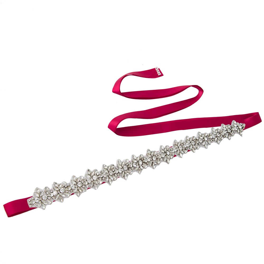 Trixy S269-S Bruiloft Riemen Zilveren Diamanten Riem Verbazingwekkende Crystal Rhinestone Riem Glanzend Bruids Riem Bruiloft Sjerpen Jeweled Riem: wine red