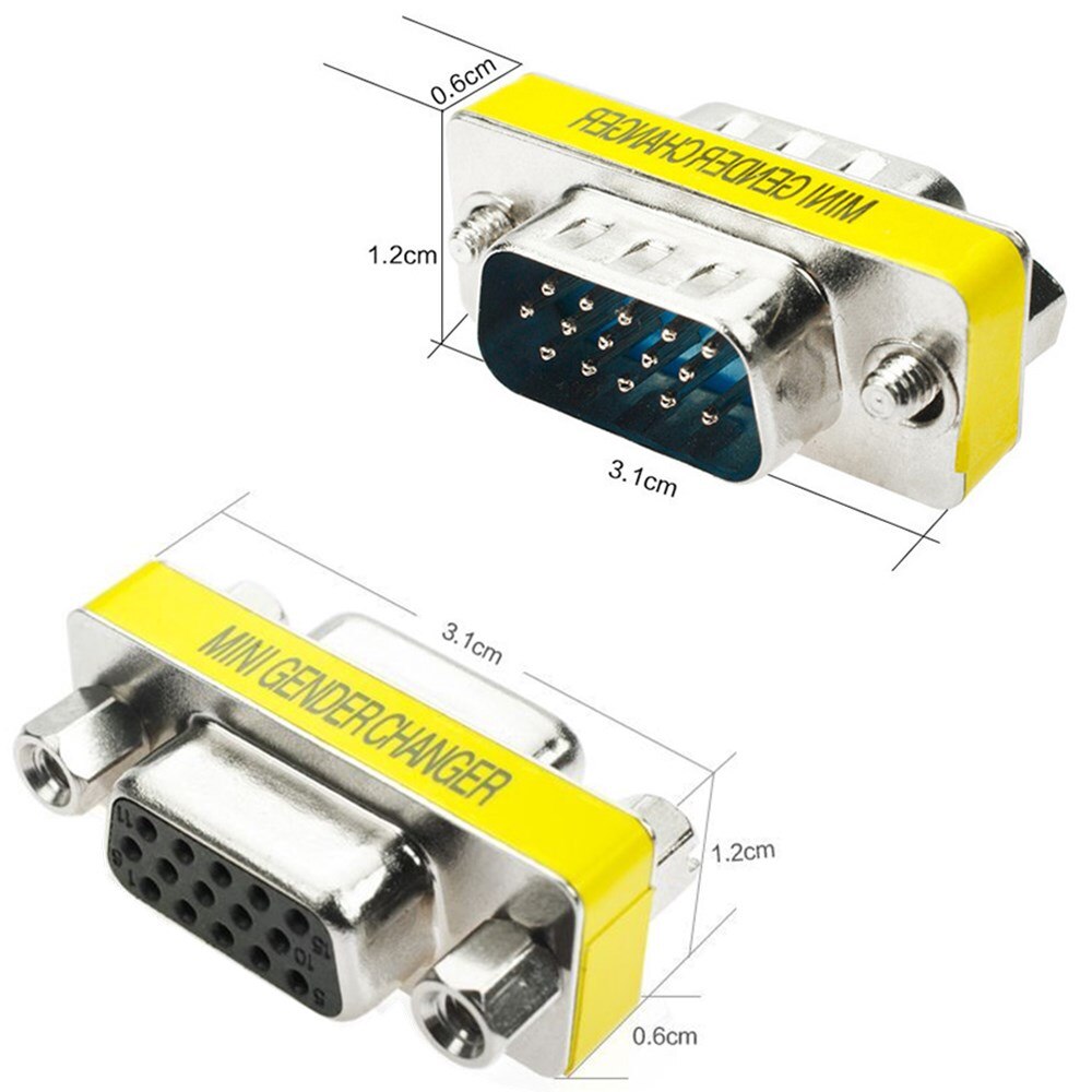 VGA Male to VGA Female Adapter 15 Pin VGA Cable Extender MINI Gender Changer for Monitor Projector