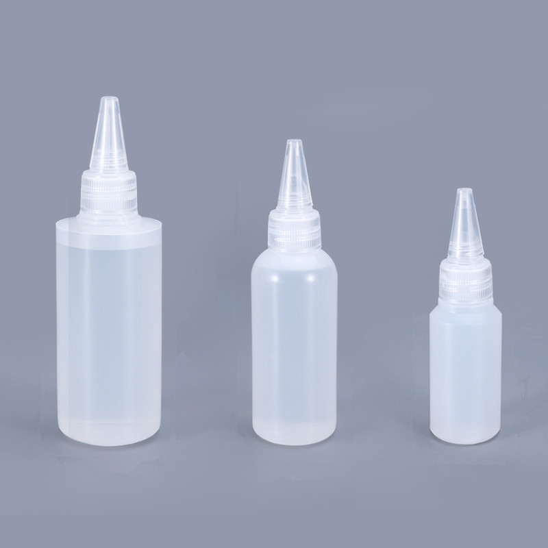 Bottiglia di plastica vuota per applicatore con punta trasparente bottiglia di plastica con tappo a punta per artigianato colla artistica bottiglia riutilizzabile in HDPE