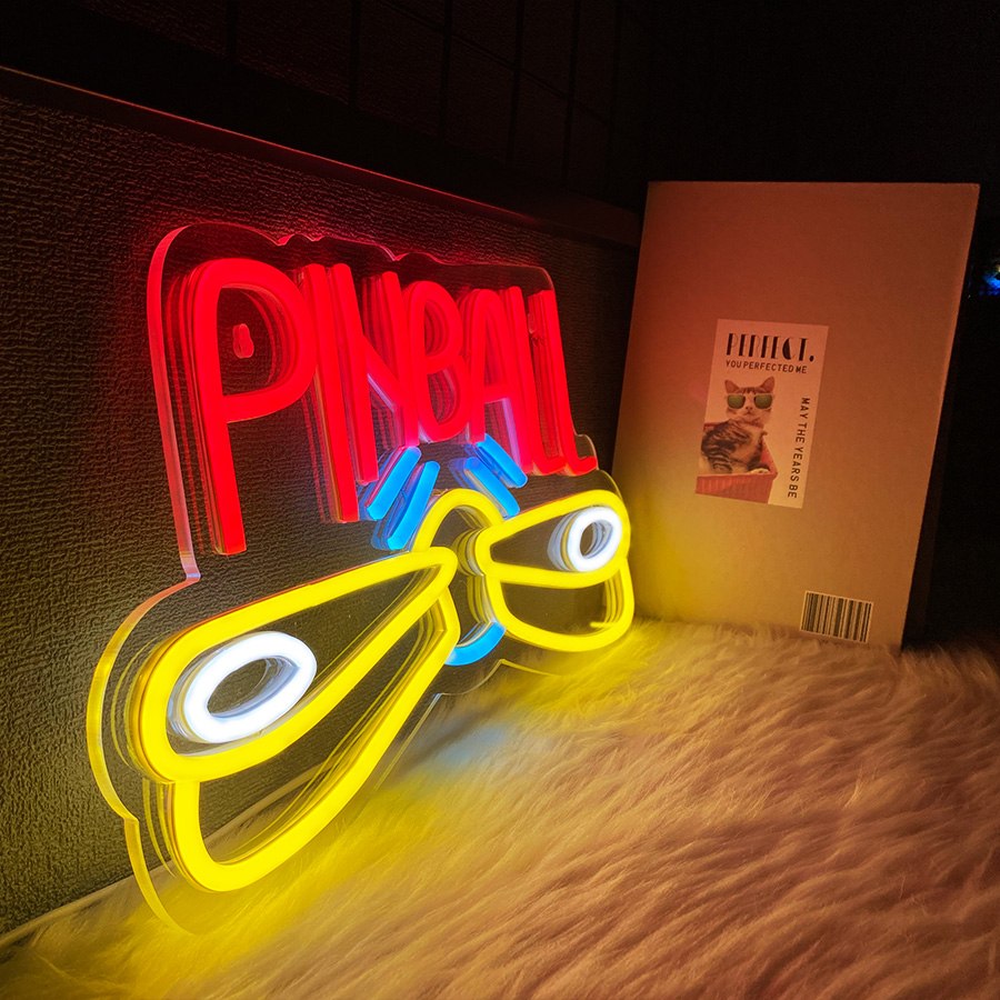 Pinball Neon Sign USB Powered for Wall Decor,LED Light Up Sign for Game Room Club Man Cave Neon Signs Decor Birthday Party