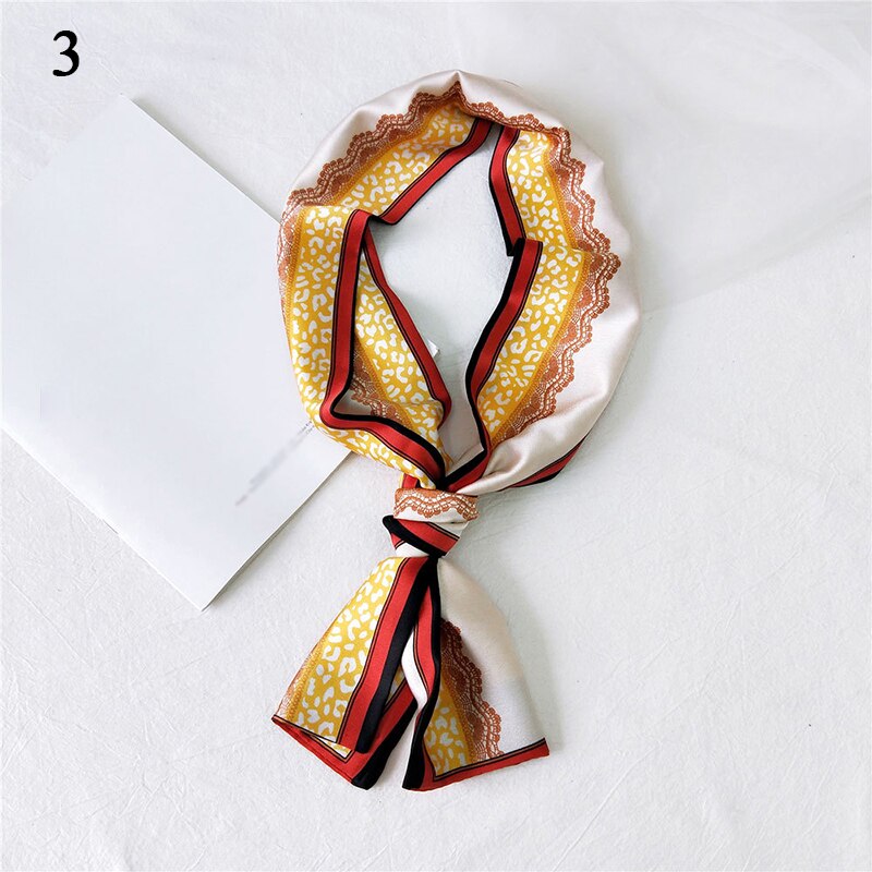 Women Neck Scarf Diy Hair Tie Hairbands Euro Style Skinny Wristband Narrow Long Striped Scarves Handbag Ribbon: 3
