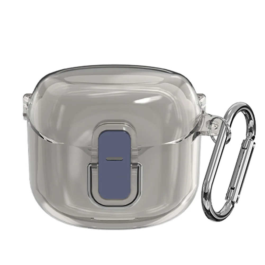 Voor Jbl Tune Flex 2023 Oortelefoon Beschermhoes Schokbestendig Hard Pc Shell Clear Case Cover Oortelefoon Anti-Druppel Met Karabijnhaak: Dim Grijs