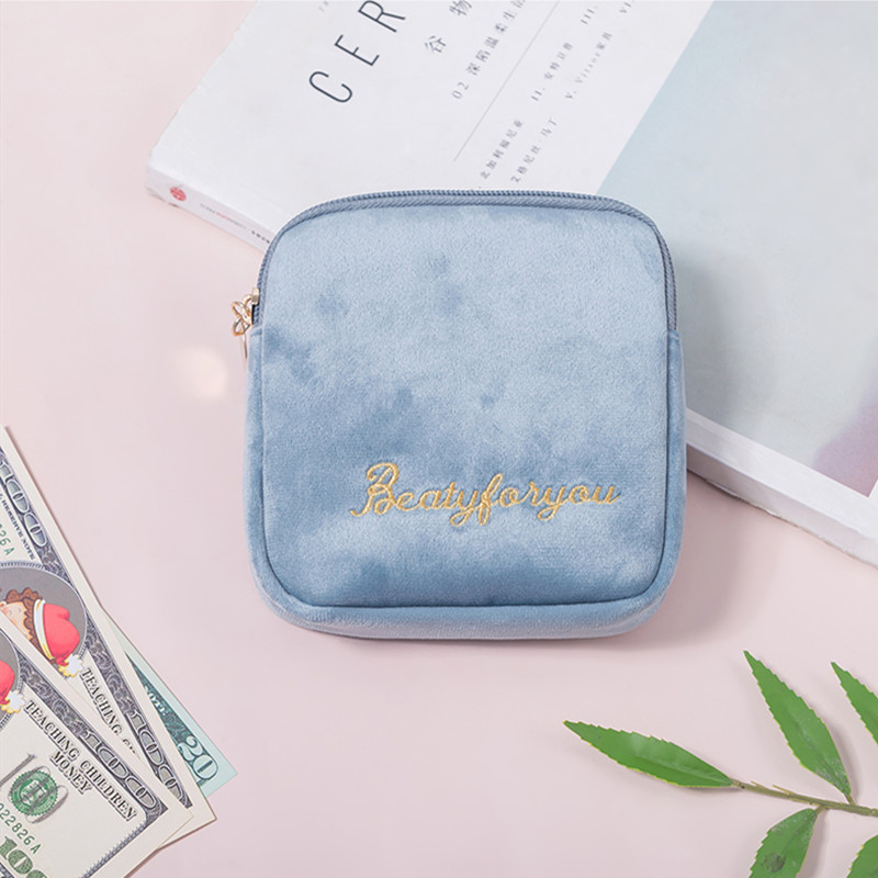 Bolsa de almacenamiento de servilletas sanitarias, almohadilla de lona, bolsa de maquillaje cosmético, monedero, organizador de joyas, estuche para tarjetas de crédito, bolsa de tampones