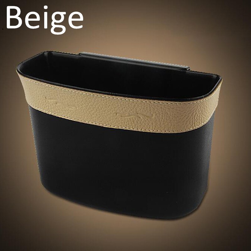 Hoge leren multifunctionele auto-prullenbak, emmer, multifunctionele autodeur-zijvakken, auto-prullenbak: Beige