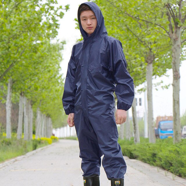 Monos de trabajo impermeables con capucha, ropa de trabajo protectora, antipolvo, a prueba de aceite: dark blue / XL