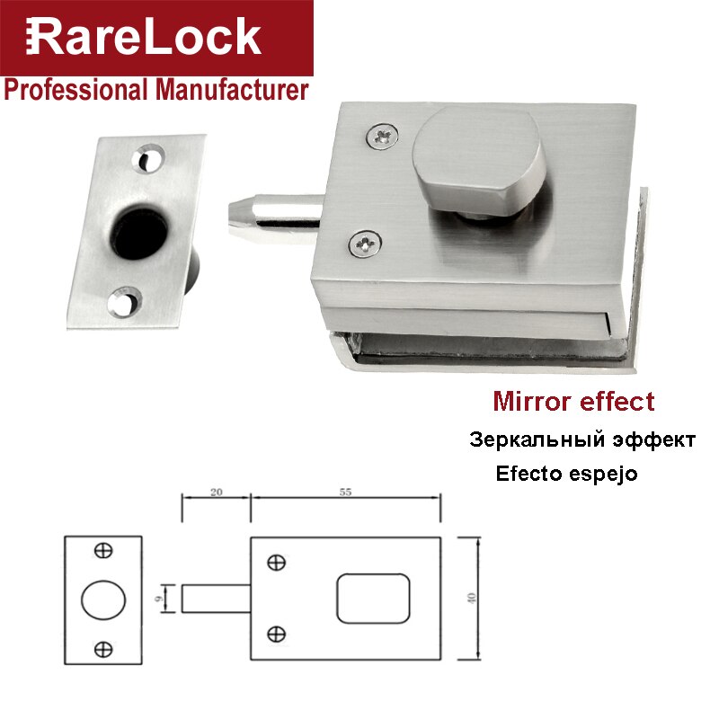 Glas Schiebetür verriegeln für Badezimmer Büro Hotel Schule Zu Hause DIY Hardware- Rarelock MMS489 ich: Spiegel Wirkung A