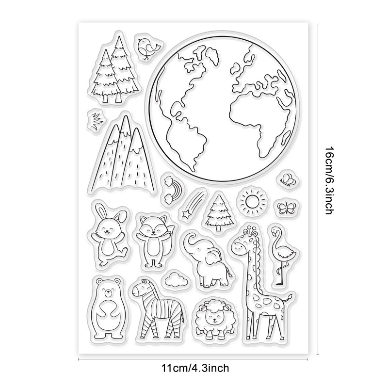 1 vel decoratieve duidelijke stempels plastic stempels boerderij dier siliconen stempel filmframe transparante zegel stempels voor cadeau fotoalbum: Beige