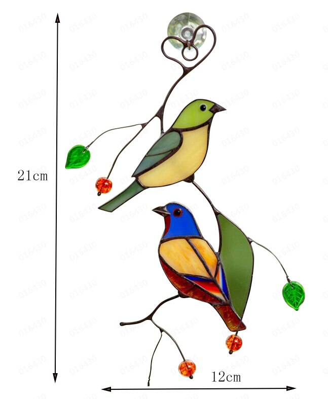 Multicolor Birds On A Wire High Stained Glass Suncatcher Window Panel Series Ornaments Pendant Home Decoration Hanging For Doors: S