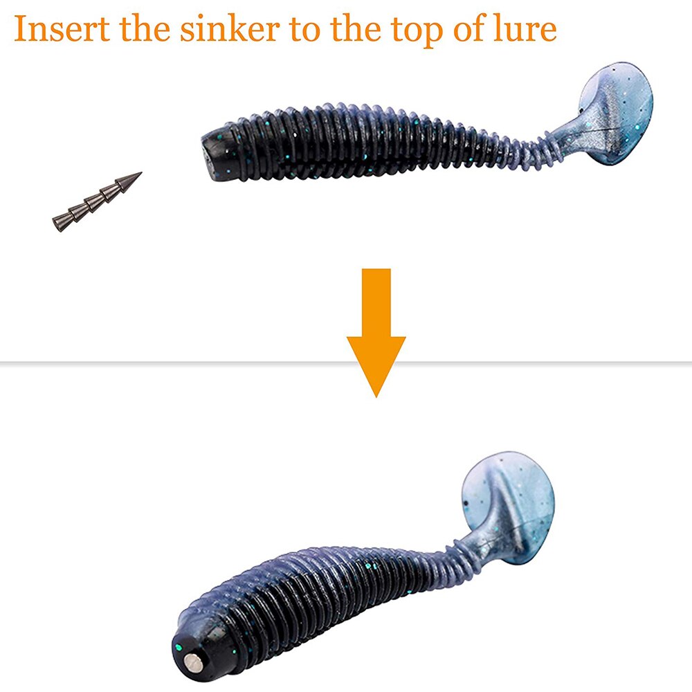 20 piezas de 100% de tungsteno, plomos de pesca, aparejo de Pagoda, plomos de plástico suave para pesca, plomo de peso