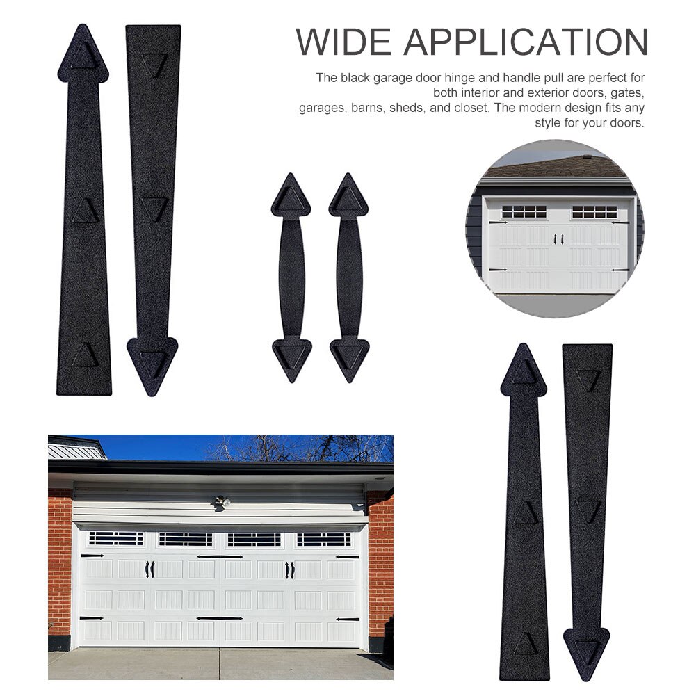6pcs Carriage House Garage Door Hardware Kit Magnetic Decorative Tools Accents Household Hinges Handles ABS Easy Install Black