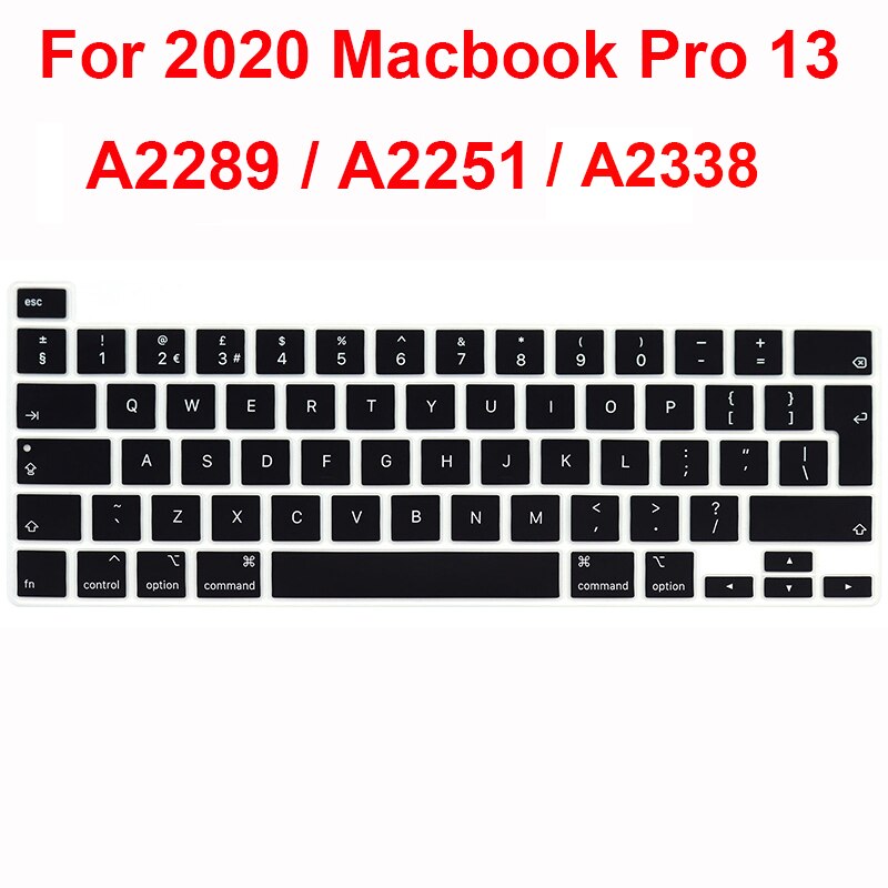 EU style keyboard protector for Macbook Pro 13 A2289 A2251 A2338 Pro 16 A2141 keyboard cover: Black