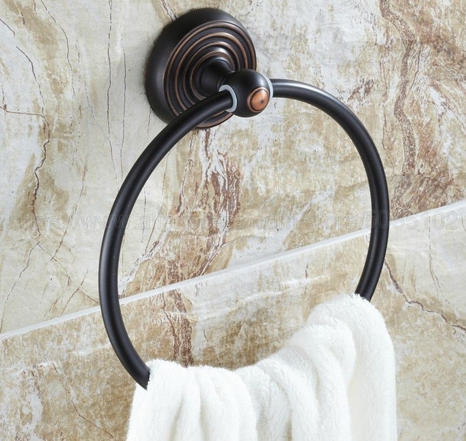 Towel Ring Oil Rubbed Bronze Bathroom towel holder, Wall-Mounted Round Towel Rings Towel Rack Bathroom Accessories zba124