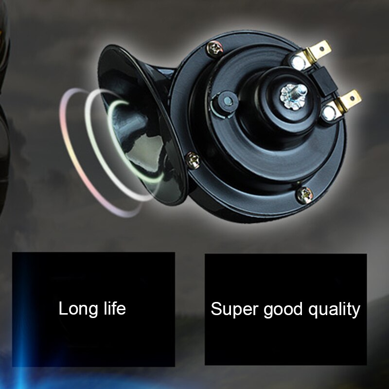 12V 110db General Purpose Motorcycle Snail Horn Electric Bicycle Waterproof Horn with Two Horn Line
