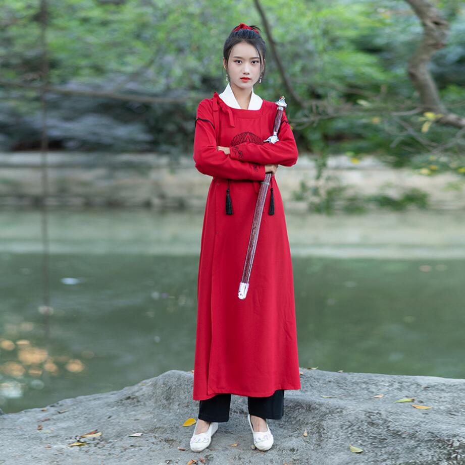 Traje chino antiguo dinastía Tang étnico de manga larga Hanfu danza folclórica vestido para actuación en escenario tradicional chino: M