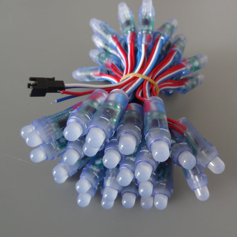 50pc full Color Digital Diffused RGB 50node/string addressable led pixel punctiform WS2811 12mm 5V Waterproof IP68 AD backlight