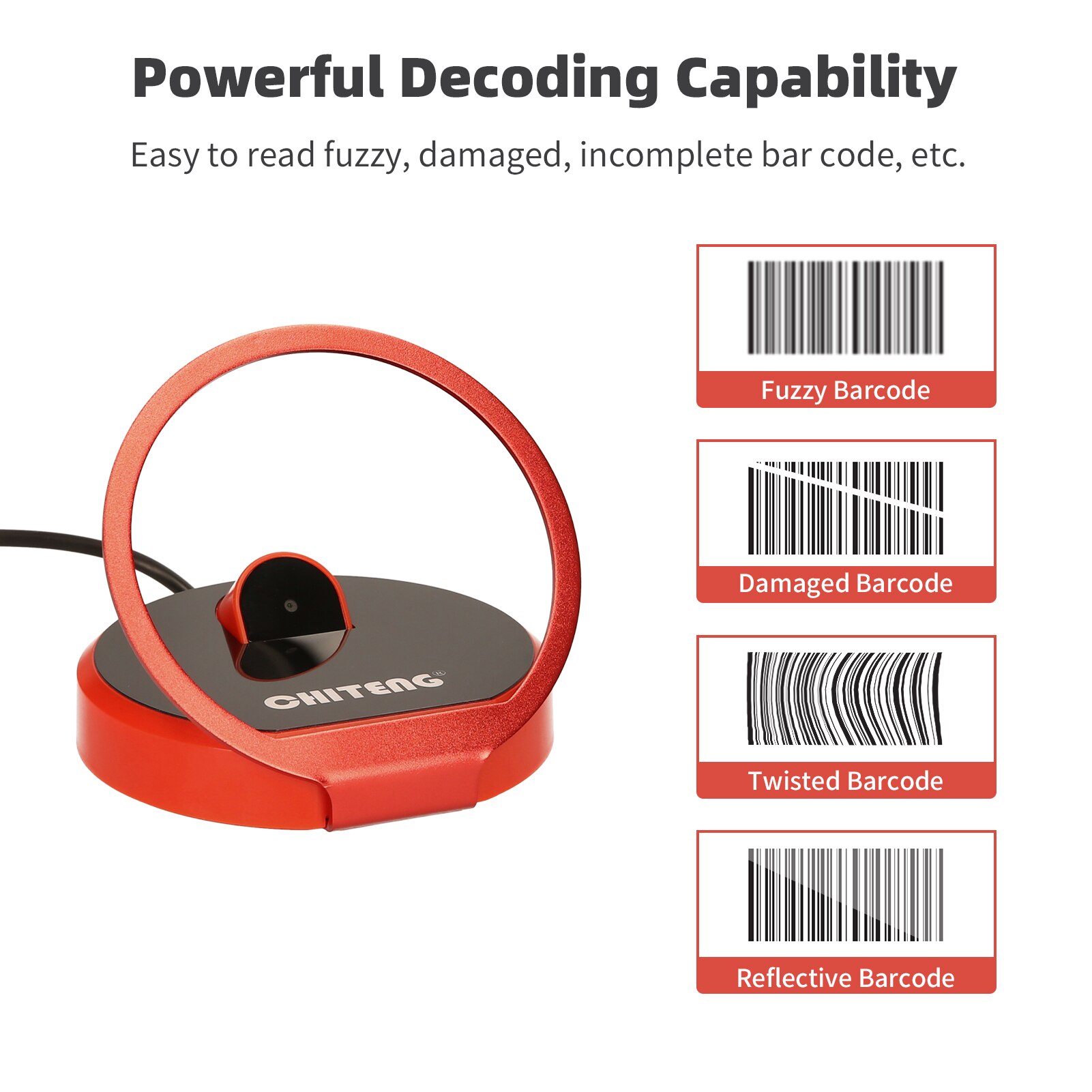 Hands-free 1D 2D QR Barcode Scanner Omnidrectional Desktop USB Wired Scanning Platform Bar Code Reader for Supermarket Store