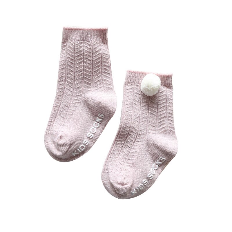 Baby Sokken Met Pompom Voor Meisjes Enkellange Herfst Winter 0-4 Jaar 1 Paar Voor Baby: Pink baby socks / 24M