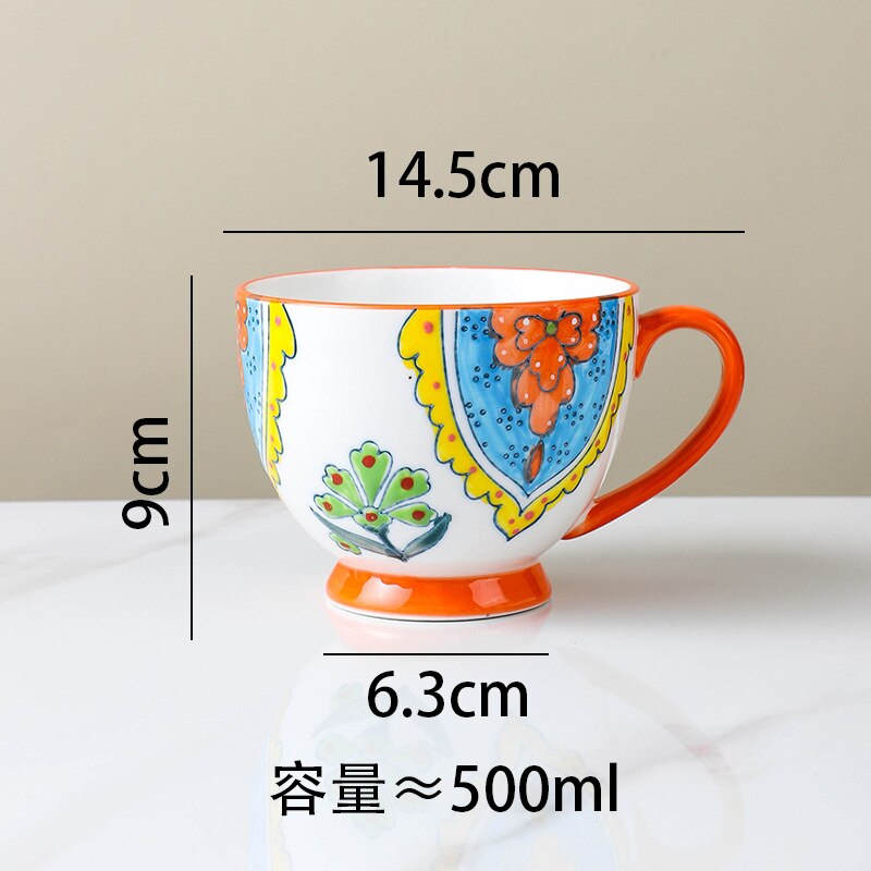 American Product Heavy Color Hand-painted Ceramic Breakfast Cup Home Large-capacity Mug Coffee Oatmeal Cup: 10