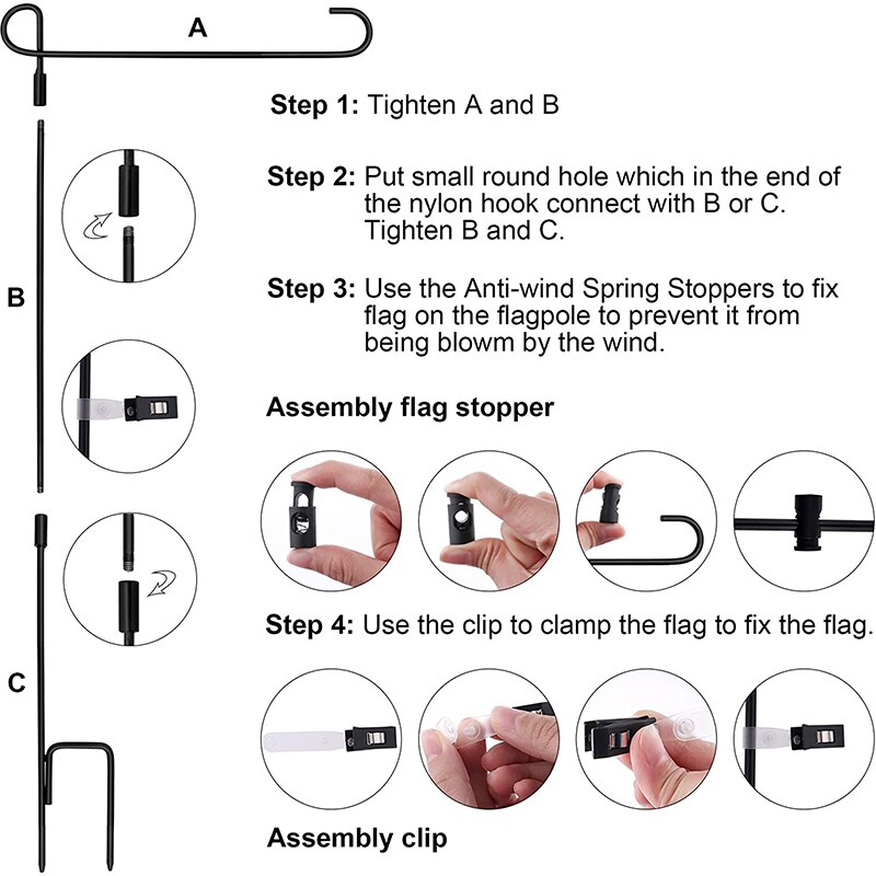 Tuin Vlag Stand Pole Houder Met Flaganti-Wind Clip Tuin Vlag Houder Stand Premium Yard Vlag Houder Voor Amerikaanse vlag