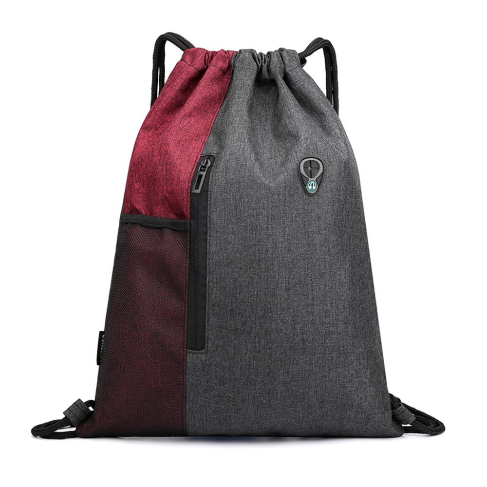 Strandtas Outdoor Fitness Sport Tas Bundel Pocket Unisex Trekkoord Tas rugzak vrouwen Rugzak Tij Zak Met hoofdtelefoon jack #45: wine