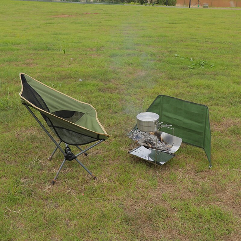 Outdoor Wind Shield Windproof Screen Fireproof Curtain Screen Windbreak Canvas Windbreak Barbecue Bonfire Wind Deflector