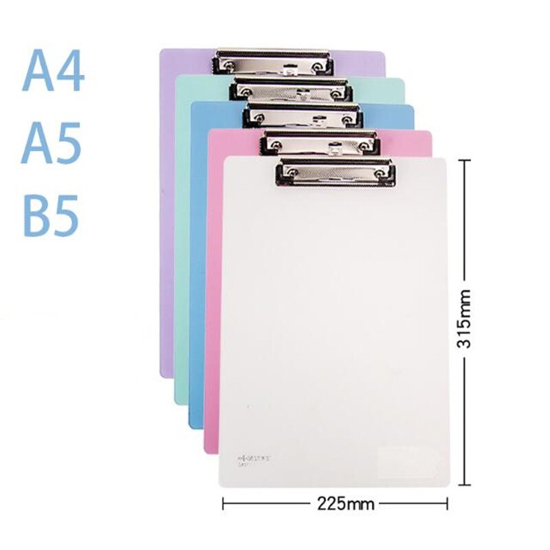 5 Colors A4 Plastic Clip Board Portable File Folder Clipboard with Hook Drawing Writing Pad Office Supplies Student Stationery
