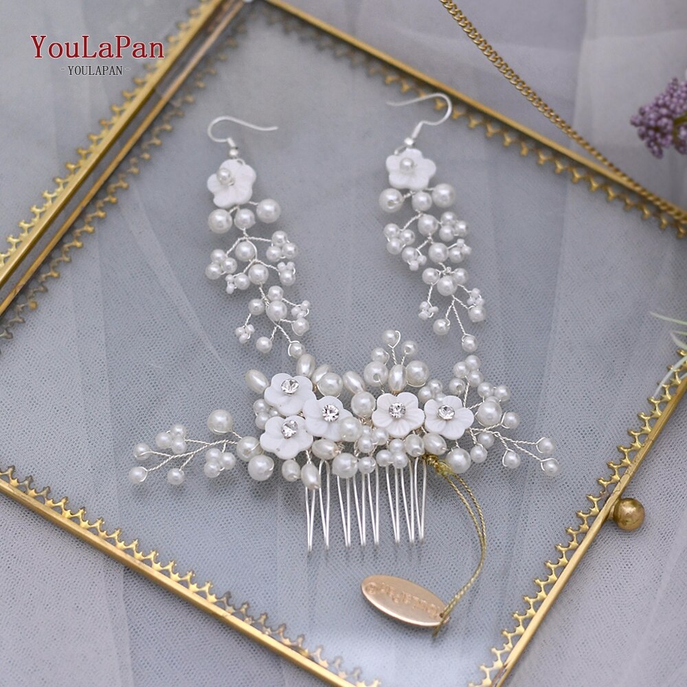 Youlapan Bruiloft Bruids Kammen Parel Bruids Tiara Bruids Haaraccessoires Bruiloft Haar Sieraden Bruiloft Haar Kam HP162: one set