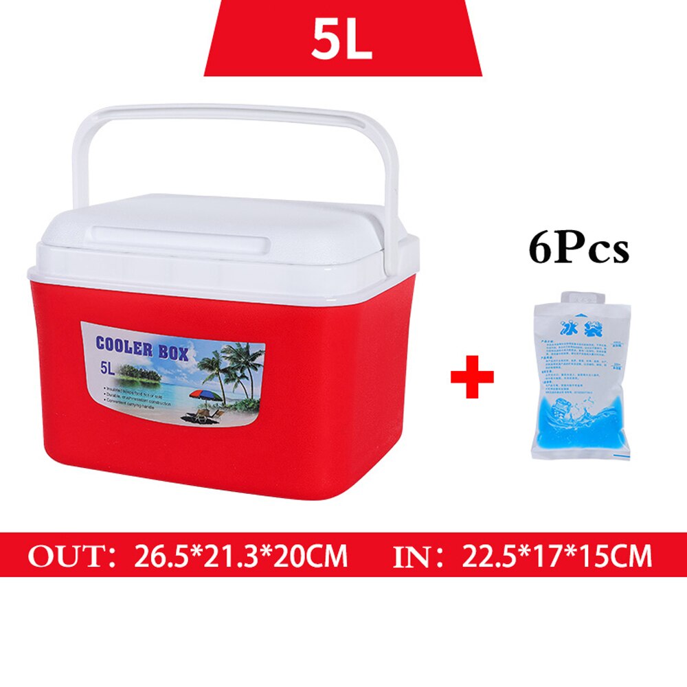 8L 13L Outdoor Incubator Portable Food Storage Box Car Cold Ice Fishing Box Cooler Mini Fridge for Home Camping Traveling Pesca: 5L red