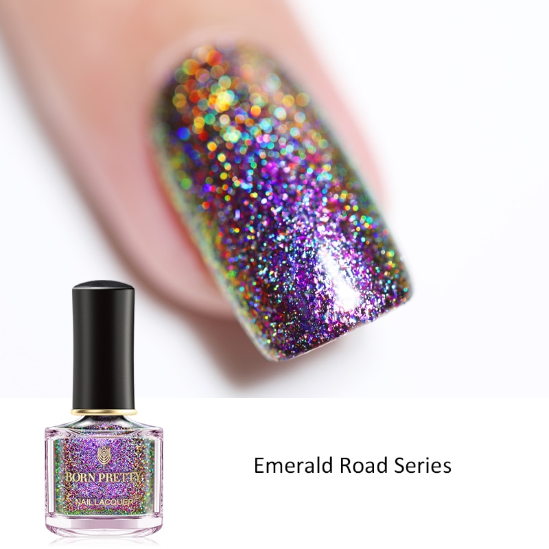 GEBOREN ZIEMLICH 6ml Pfau Holographische Nagellack nagel Wirkung Lange Anhaltende Nagellack glänzend funkeln Pailletten Nagel Kunst Mangel
