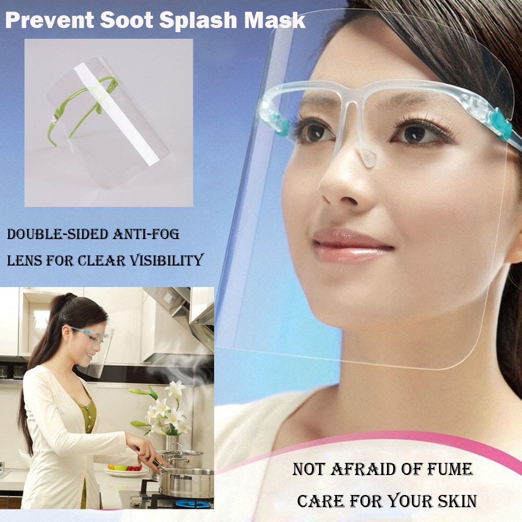 2 Stuks Gezicht Shiel Vrouwen Koken Olie Bescherming Roet Weerstand Transparante Keuken Olie-Splash Proof Ui Goggles Voor Volledige gezicht