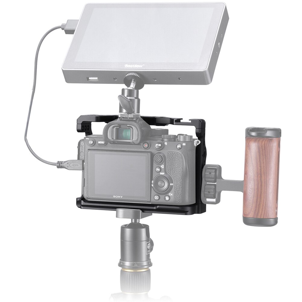 Aluminium Camera Kooi voor Sony A7R4 Sony A7R iv met Kon Shoe Mount Arri Positionering Gat 1/4 3/8 Draad