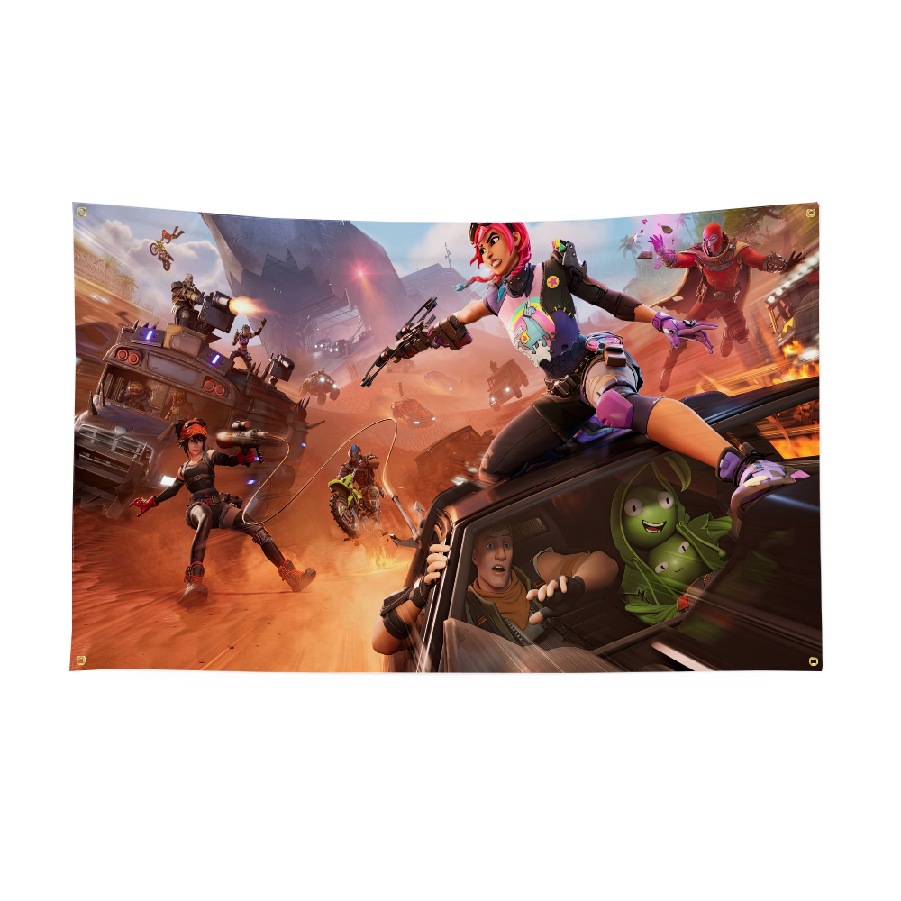 Bandera divertida F-Fortnite, banderas y pancartas decorativas para garaje, decoraciones para exteriores, decoración para habitación, taller estético, decoración de pared para coche: 60 x 90 cm / Color de arena