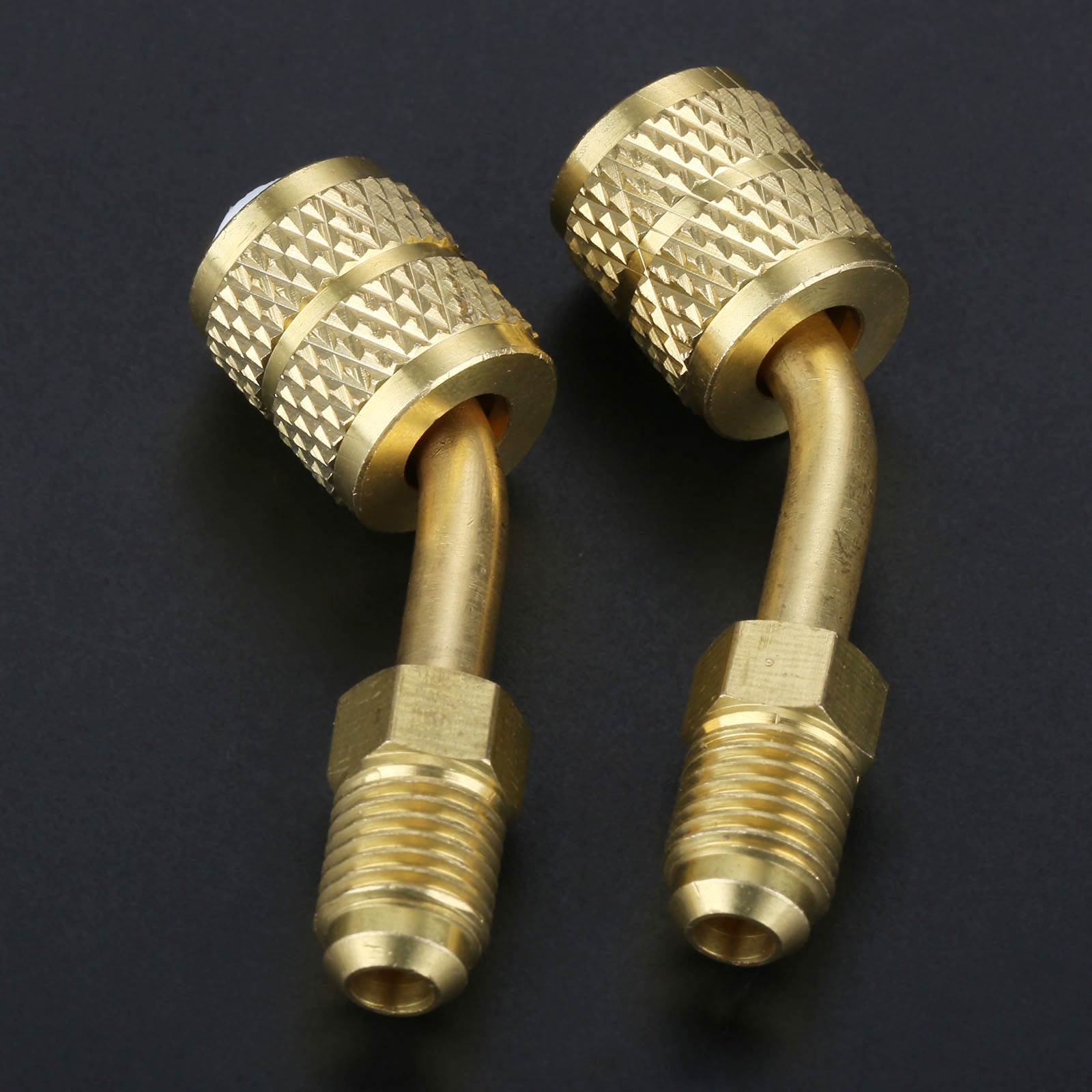 2x R410a Adaptor Connector Split Ductless Service Port Adapter 5/16" SAE Female To 1/4" SAE Male Mayitr Brass Air Condition Tool