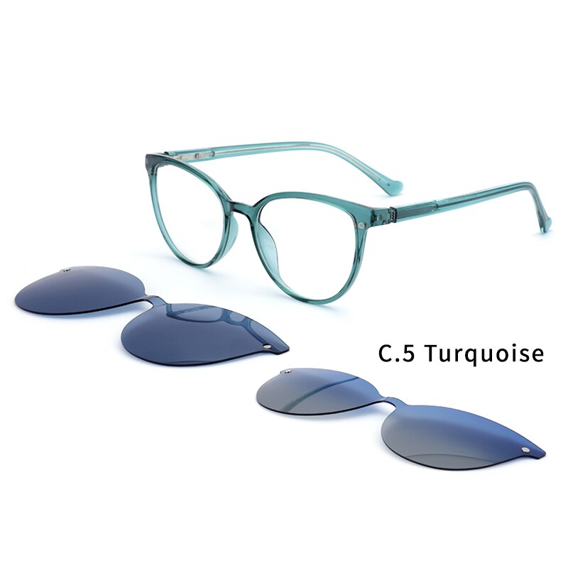 Ceofy Magnetische Gepolariseerde Clip Op Zonnebril Vrouwen Bril Kader Optische Bijziendheid Bril Recept Brillen 69940: 69940C5
