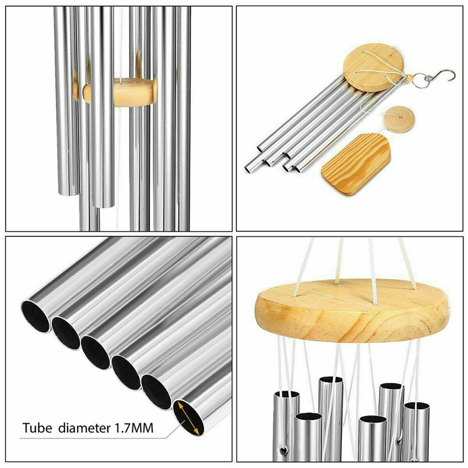 6 tubi Carillon di Vento Campane Appeso Soggiorno Letto in Legno Tubo di Alluminio del Metallo Multi-tubo di Vento Campana Decorazione Della Casa Della Decorazione artigianato