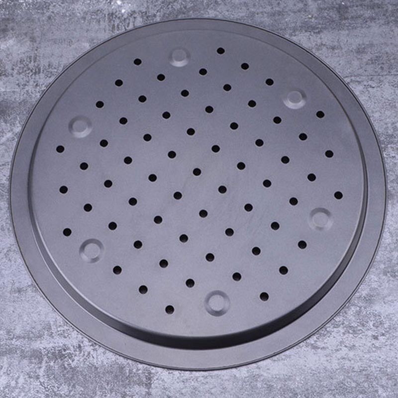 Práctica Pizza agujeros bandeja antiadherente bandeja para hornear pizzas bandeja carbono pesado redondo de acero de placa Pizza herramienta para hornear 35*1,7 cm