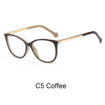 Ralferty Jahrgang Klar Brille Rahmen Frauen Transparente Gläser Brillen Optik Myopie Rezept Brillen lunette de vue F95169: C5 Kaffee