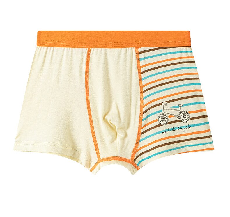 4Pcs/1lot Kids Boys Cartoon Print Underwear Children Cute Bear Pattern Boxers Teenage Boys Cotton Underpants Age For 3-14Y