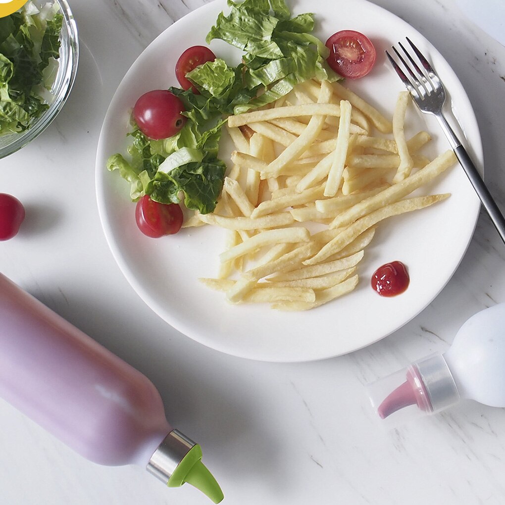 450Ml Plastic Squeeze Fles Kruiderij Flessen Dispenser Voor Jam Saus Azijn Olie Ketchup Mosterd Keuken Koken Accessoires