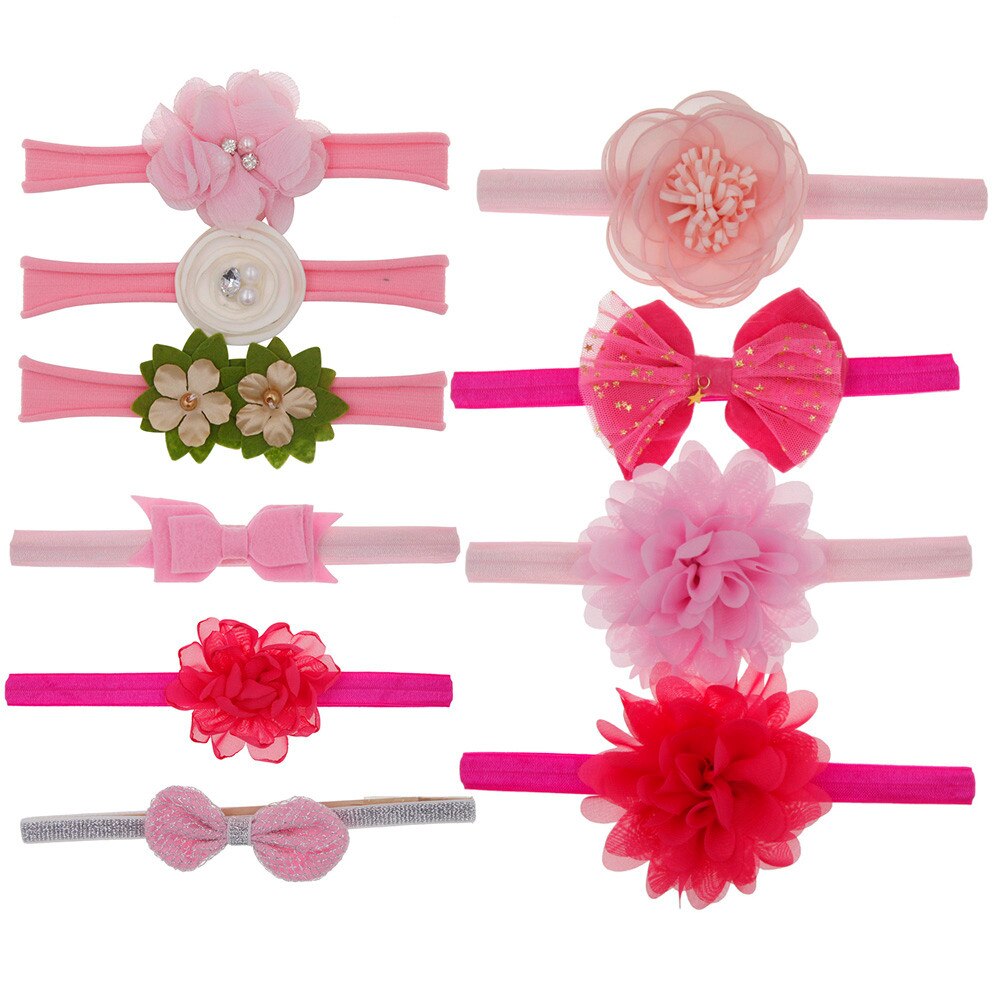 10Pcs Kids Bloemen Hoofdband Haar Meisjes Kindje Strik Accessoires Haarband Set Leuke Strik Baby Hoofdband Voor Meisje Baby Accessoires: B