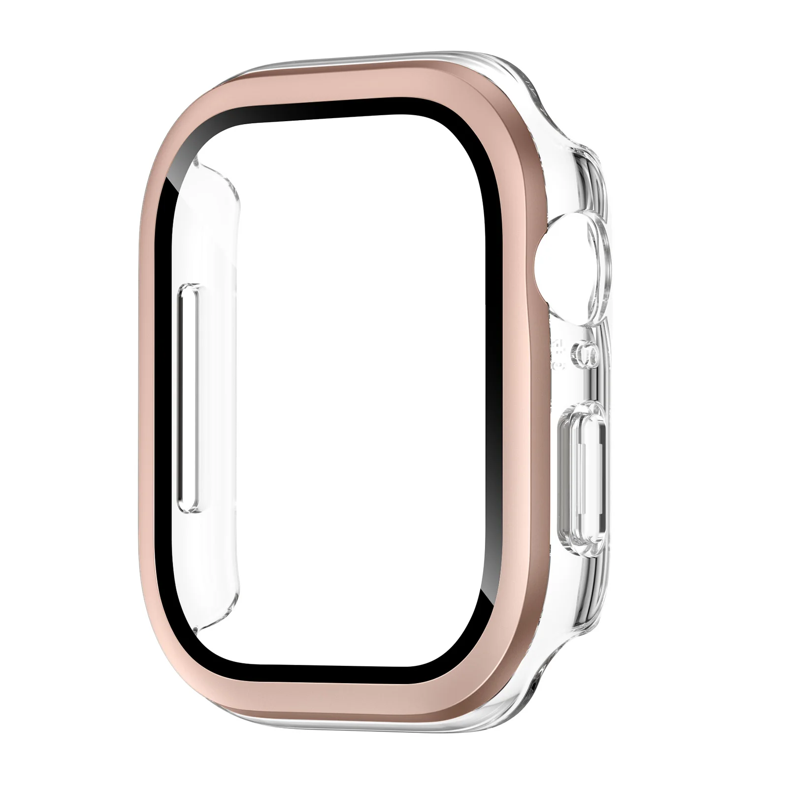 Tempered Glass+Case for Apple Watch Series10 42mm 46mm Iwatch For Apple Watch Ultra2 49mm Screen Protector Watch Accessories: 18mm / Rose Gold