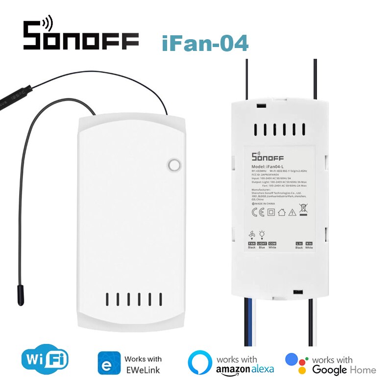 Sonoff ifan 04 l/ h wifi takvifte og lysbryter kontroller støtte 433 mhz rf fjernkontroll smart hjem via alexa google hjem
